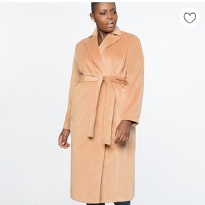 Eloquii Tan Tie Wasted Robe Coat